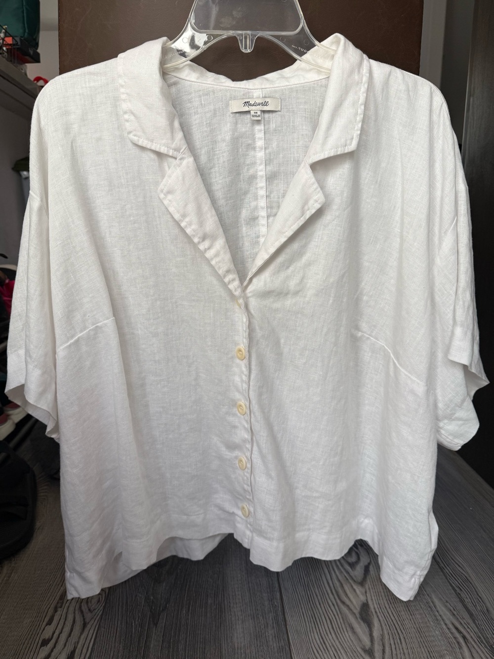 Madewell White Linen button down shirt